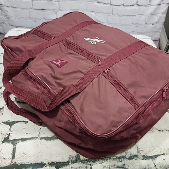 Vintage Gloria Vanderbilt 3pc Luggage Set Maroon Nylon Bags "H" Monogrammed - Picture 14 of 16